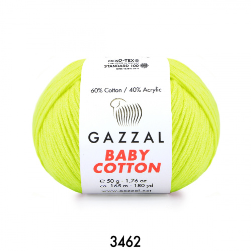 Gazzal Baby Cotton 3462 желтый неон