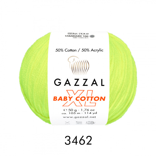 Gazzal Baby Cotton XL 3462 желтый неон