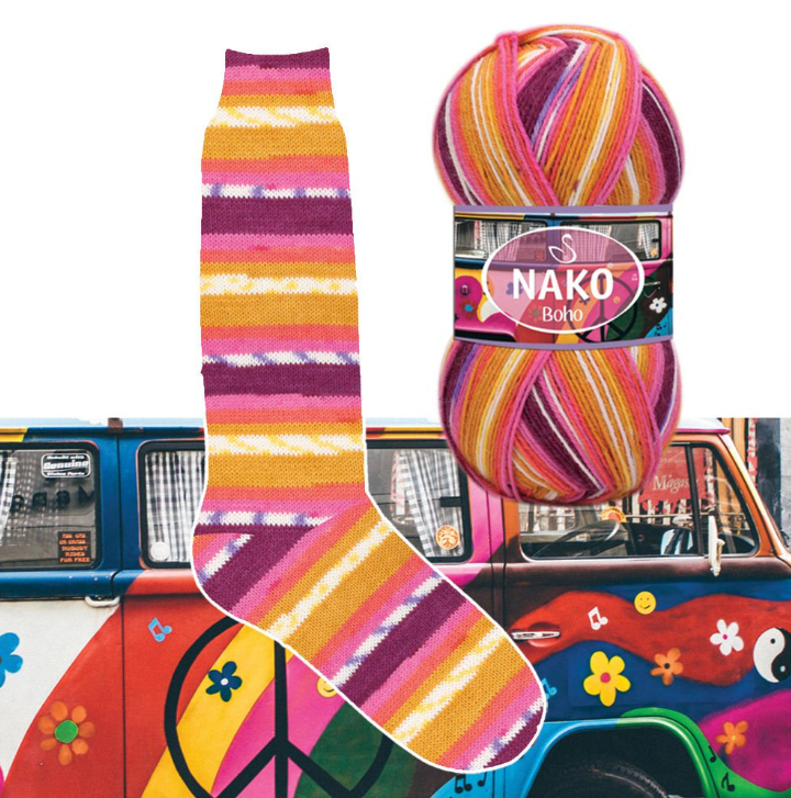Nako Boho 82259 желтый, розовый, фиолетовый